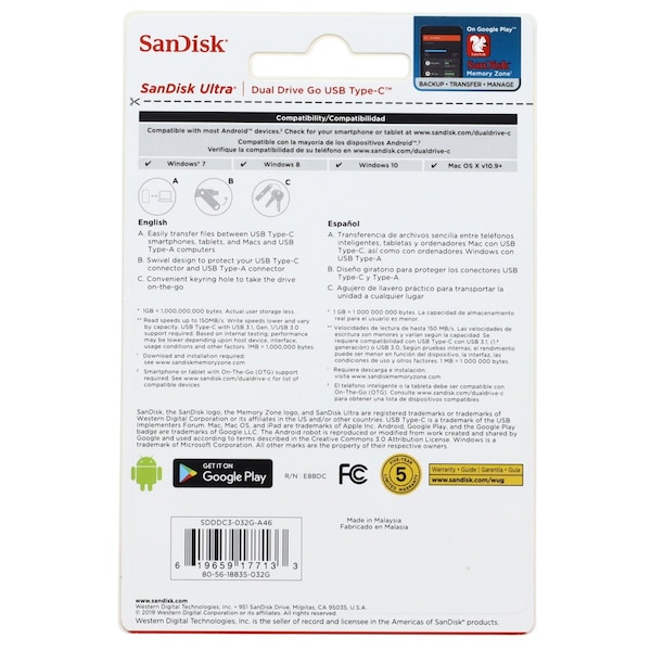 Sandisk Ultra Dual Drive Go USB Type C  32GB - SDDDC3032GA46