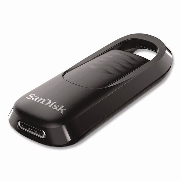 Sandisk Ultra Slider USB 3.2 Type C Flash Drive, 64 GB, Black - SDCZ480064GA46