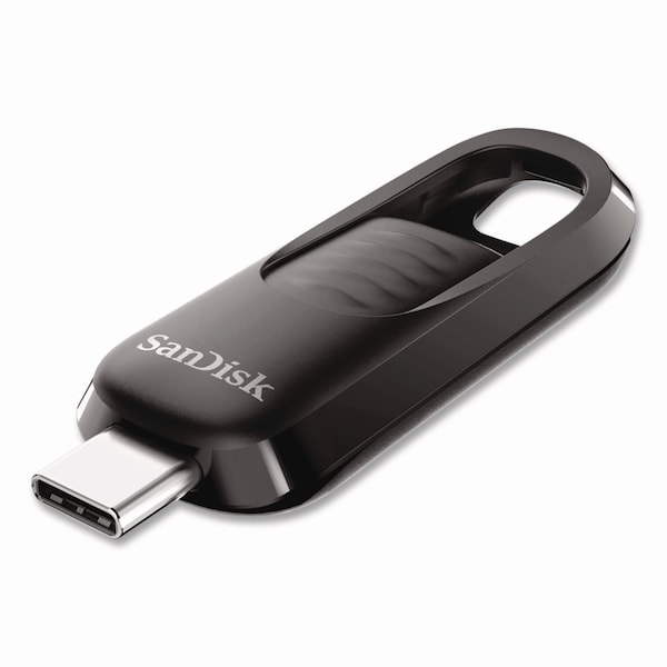 Sandisk Ultra Slider USB 3.2 Type C Flash Drive, 128 GB, Black - SDCZ480128GA46