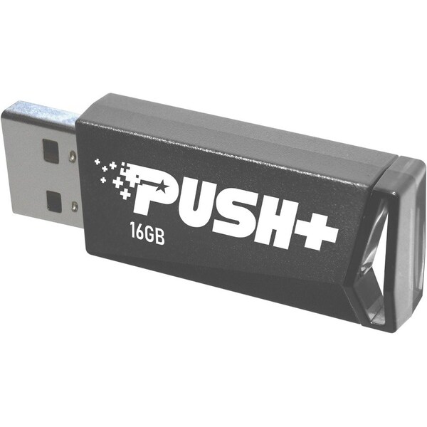 Patriot Memory Patriot Memory Push+ USB 3.2 Gen. 1 Flash Drive - 16 GB - USB 3.2 (Gen 1) - Black - 2 Year Warranty - PSF16GPSHB32U