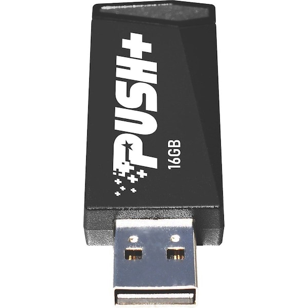 Patriot Memory Patriot Memory Push+ USB 3.2 Gen. 1 Flash Drive - 16 GB - USB 3.2 (Gen 1) - Black - 2 Year Warranty - PSF16GPSHB32U