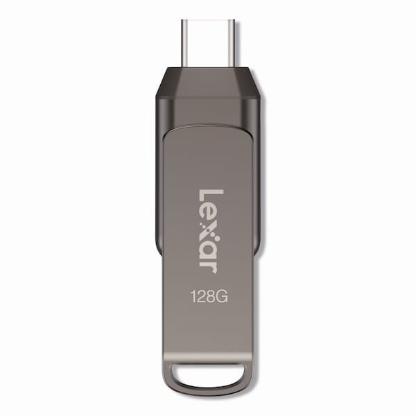 Lexar JumpDrive D400 USB 3.1 Flash Drive, 128 GB, Titanium - LJDD400-128GBNU