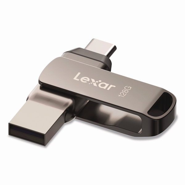 Lexar JumpDrive D400 USB 3.1 Flash Drive, 128 GB, Titanium - LJDD400-128GBNU