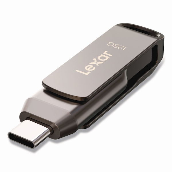 Lexar JumpDrive D400 USB 3.1 Flash Drive, 128 GB, Titanium - LJDD400-128GBNU