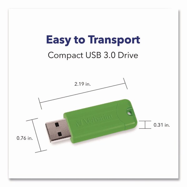 Verbatim PinStripe USB 3.0 Flash Drive, 32 GB, Assorted Colors, 5PK - 70388