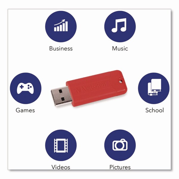 Verbatim PinStripe USB 3.0 Flash Drive, 32 GB, Assorted Colors, 5PK - 70388