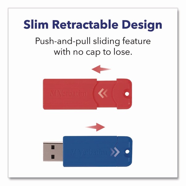 Verbatim PinStripe USB 3.0 Flash Drive, 32 GB, Assorted Colors, 5PK - 70388