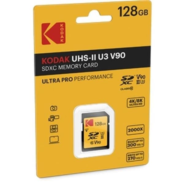 Kodak Kodak EKMSD128GUHS2V2K CL10 UHS-II U3 V90 128GB SD Card - EKMSD128GUHS2V2K