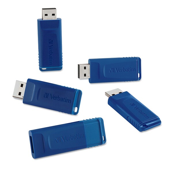 Verbatim Classic USB 2.0 Flash Drive, 8 GB, Blue, PK5 - 99121