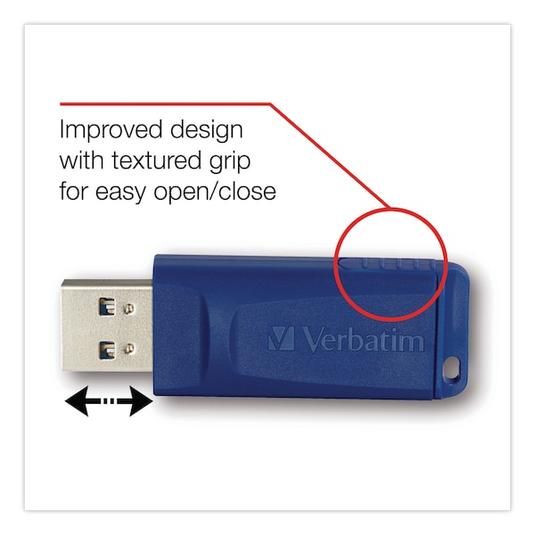 Verbatim Classic USB 2.0 Flash Drive, 8 GB, Blue, PK5 - 99121