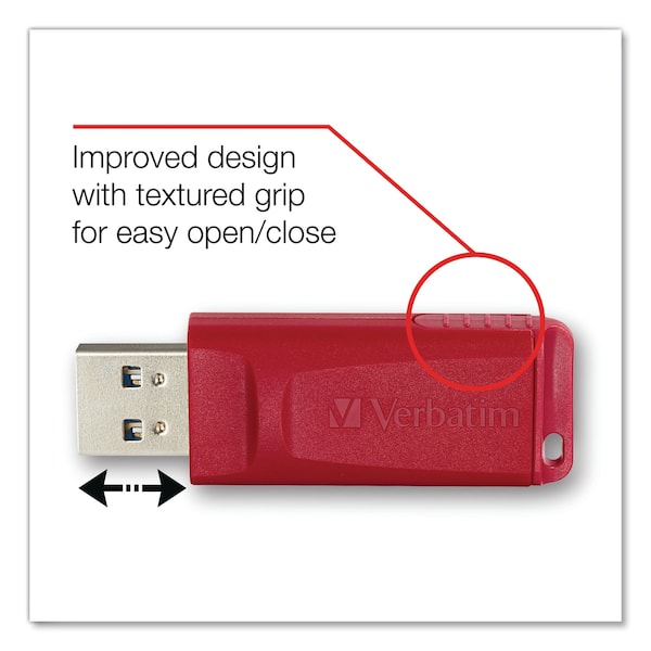Verbatim Store 'n' Go USB Flash Drive, 4 GB, Assorted Colors, PK3 - 97002