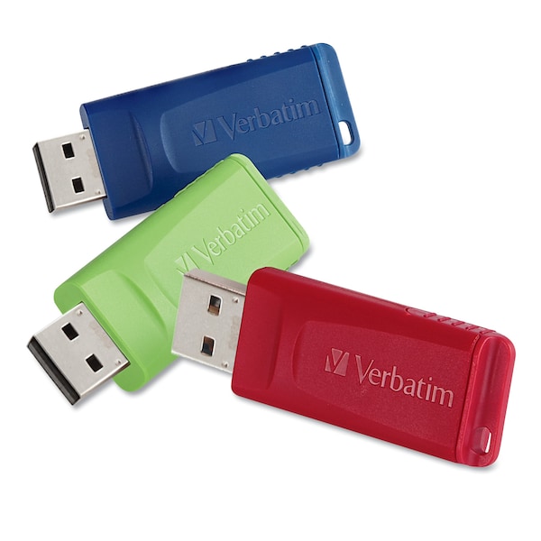 Verbatim Store 'n' Go USB Flash Drive, 16 GB, Assorted Colors, PK3 - 99122
