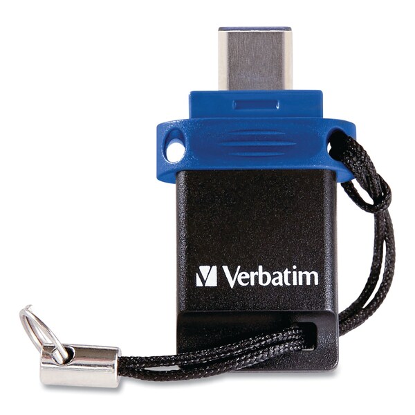 Verbatim Store n' Go Dual USB 3.0 Flash Drive for USB-C Devices, 32 GB, Blue - 99154