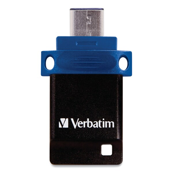 Verbatim Store n' Go Dual USB 3.0 Flash Drive for USB-C Devices, 32 GB, Blue - 99154