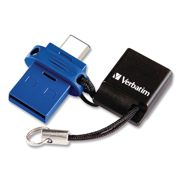 Verbatim Store n' Go Dual USB 3.0 Flash Drive for USB-C Devices, 32 GB, Blue - 99154
