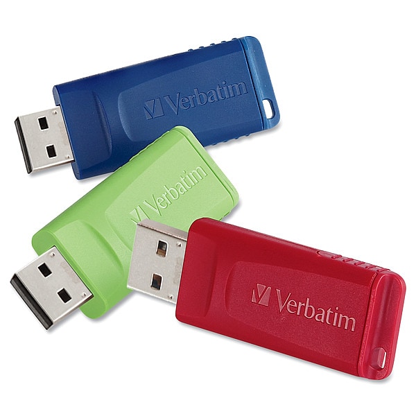 Verbatim Store 'n' Go USB Flash Drive, 8 GB, Assorted Colors, PK3 - 98703