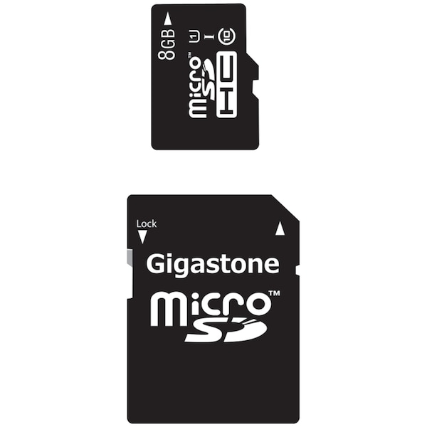 Gigastone Class 10 8GB UHS-1 microSDHC Card and SD Adapter - GS-2IN1C1008G-R