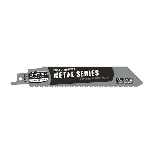 Century Drill & Tool Recip Blade Metal Series 8/10Tx6" 1" W .042 Thick 1/2" Univ Shank 1Pc - 7690