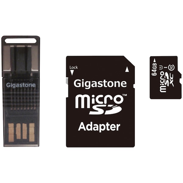 Gigastone Prime Series 64GB microSD Card 4-in-1 Kit - GS-4IN1600X64GB-R