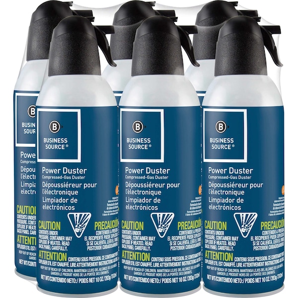 Business Source Air Duster Cleaner, Moisture-free/Ozone Safe, 10 oz, PK 6 - BSN24306