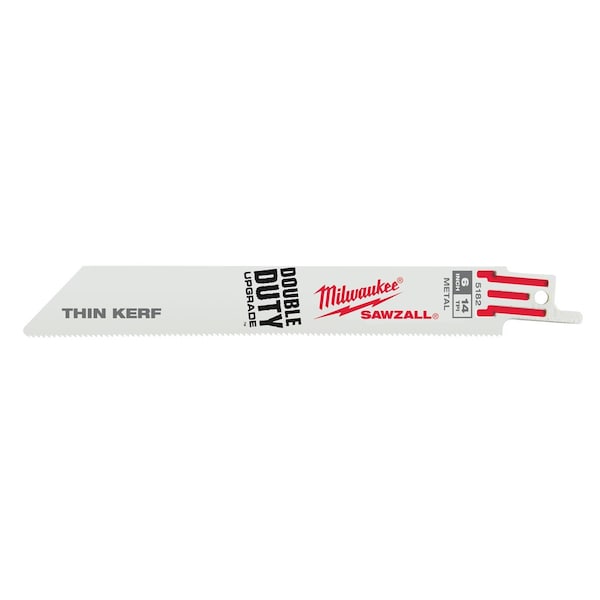 Milwaukee Tool Thin Kerf SAWZALL Reciprocating Saw Blade, 6 Inch L, 84 T - 48-00-5182