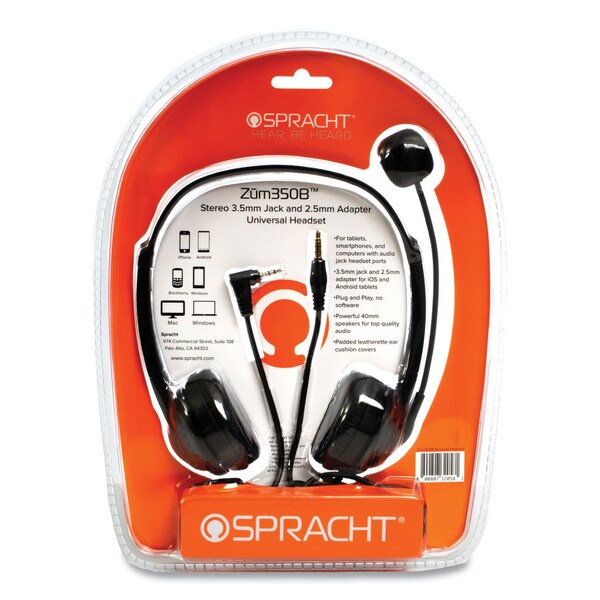 Spracht ZuM Binaural Over The Head Headset, Black - ZUM350B