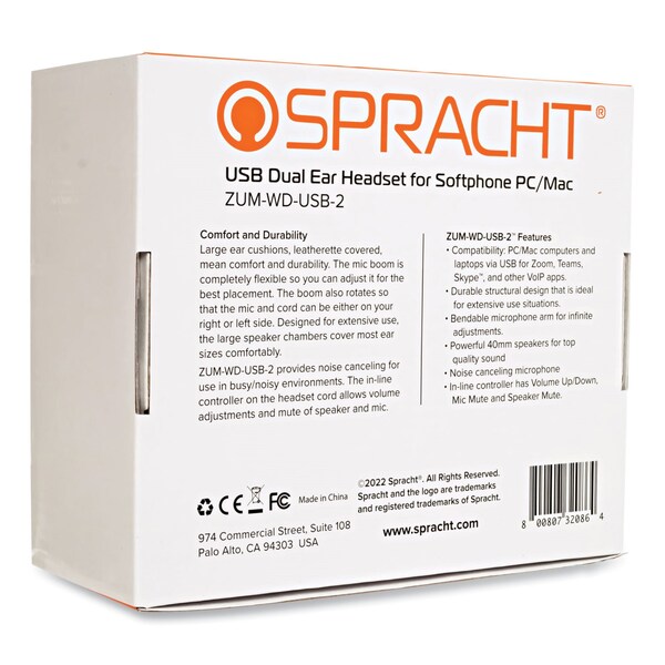 Spracht ZuM USB Headset, Binaural, Over The Head - ZUMWDUSB2