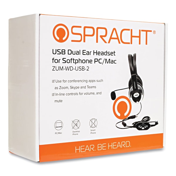 Spracht ZuM USB Headset, Binaural, Over The Head - ZUMWDUSB2