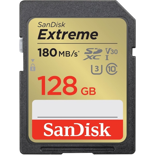 Sandisk 128GB, UHS-I & 180-90MBs Extreme SDXC Memory Card - SDSDXVA-128G-ANCIN