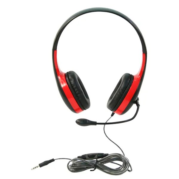 Califone On-Ear Headset with Gooseneck Microphone, 3.5mm, Red - KH-08GT RD