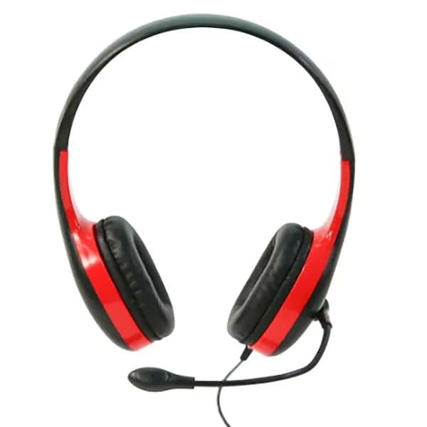 Califone On-Ear Headset with Gooseneck Microphone, 3.5mm, Red - KH-08GT RD