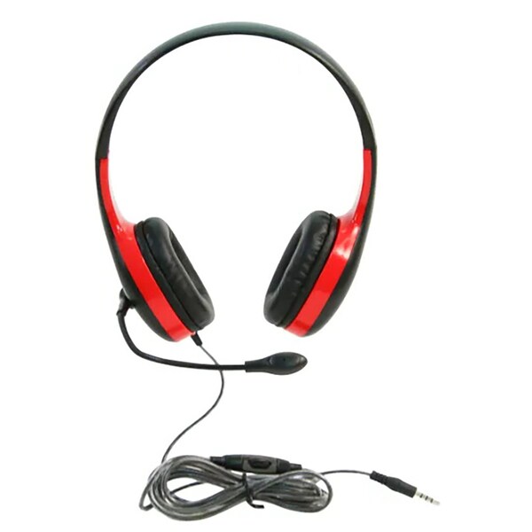 Califone On-Ear Headset with Gooseneck Microphone, 3.5mm, Red - KH-08GT RD