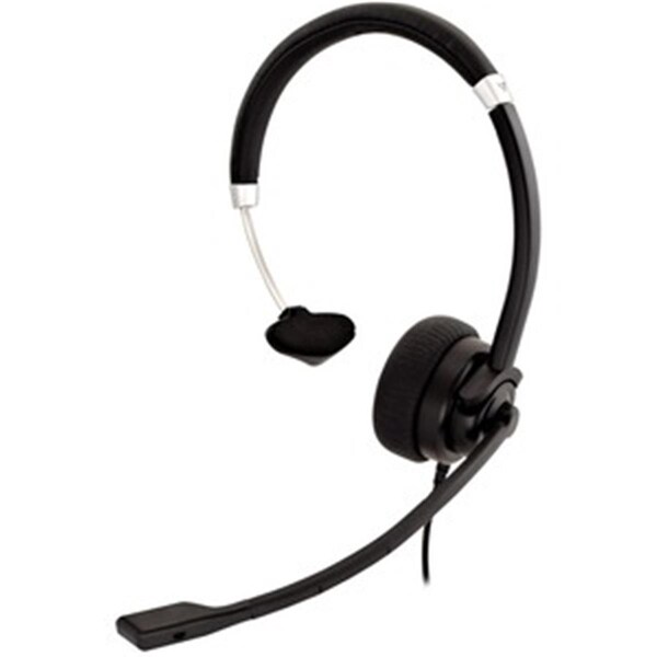 Switch On Deluxe USB Mono Headset with Boom Mic 5.91 ft. Cable - Black, Silver - SW3000762