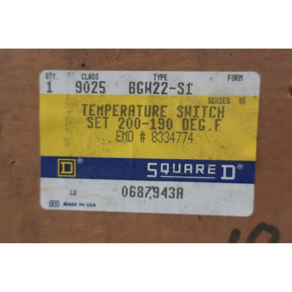 Interruptor Square D 9025 BGW22-S1 200F 600V-CA Sensor de Temperatura de Otros - 9025 BGW22-S1