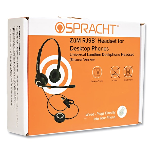 Spracht Spracht ZUMRJ9B Headset - Stereo - RJ-9 - Wired - Over-the-head - Binaural - ZUMRJ9B