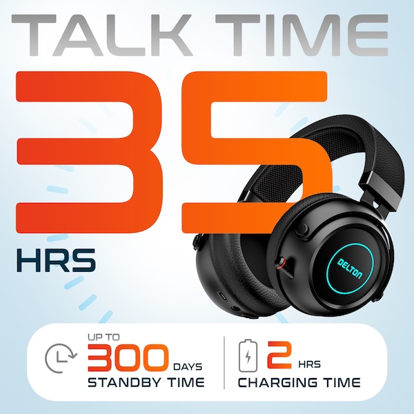 Delton G520 Wireless Computer Headset Stereo Gaming Headphones w/ Retractable Microphone Auto Pair USB - DBHG520