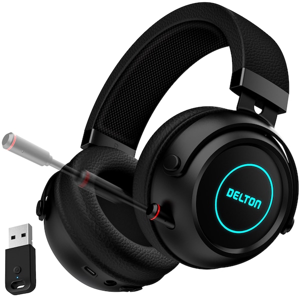 Delton G520 Wireless Computer Headset Stereo Gaming Headphones w/ Retractable Microphone Auto Pair USB - DBHG520