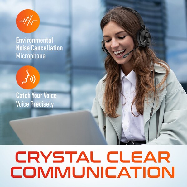 Delton 32Y Dual Microphone USB Headset, Noise Canceling Stereo Headphone w/ USB-A and Type-C - DWH32Y