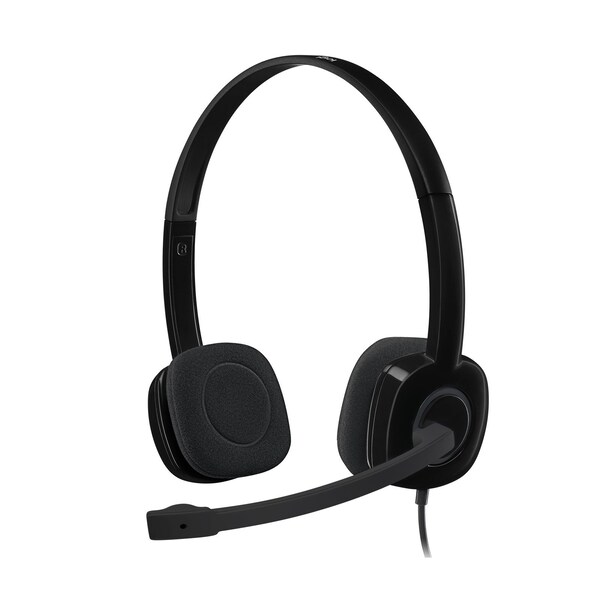 Logitech 35 mm Analog Stereo Headset H151 with Boom Microphone 981000587 Plus Bonus USB Extenders - 981-000587 - H151 HEADSET