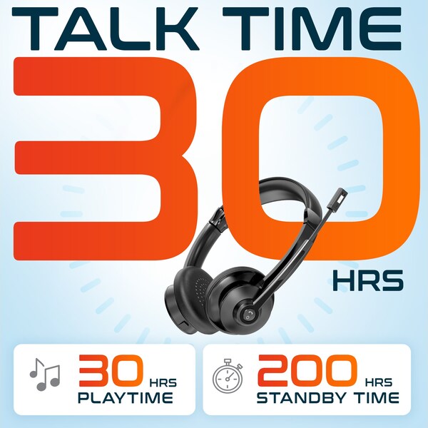 Delton 30X Wireless Computer Headset and Charging Stand Over the Head Bluetooth Headphone Auto Pair USB - DHSWC130XD