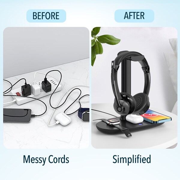 Delton 30X Wireless Computer Headset and Charging Stand Over the Head Bluetooth Headphone Auto Pair USB - DHSWC130XD