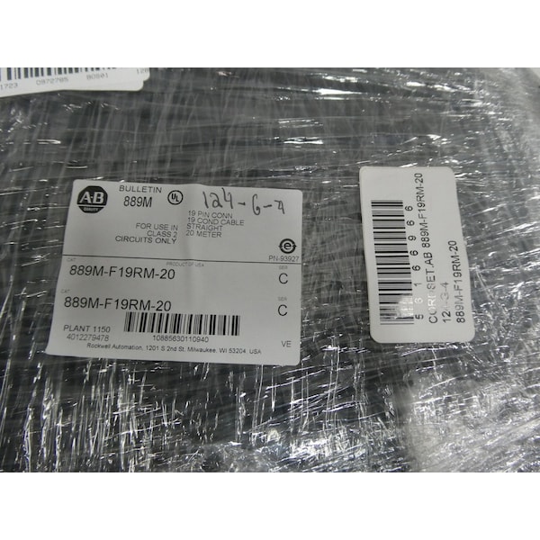 ALLEN BRADLEY 19 PIN CONECTANDO RECTO 20M CABLE DE CONJUNTO DE CABLE - 889M-F19RM-20