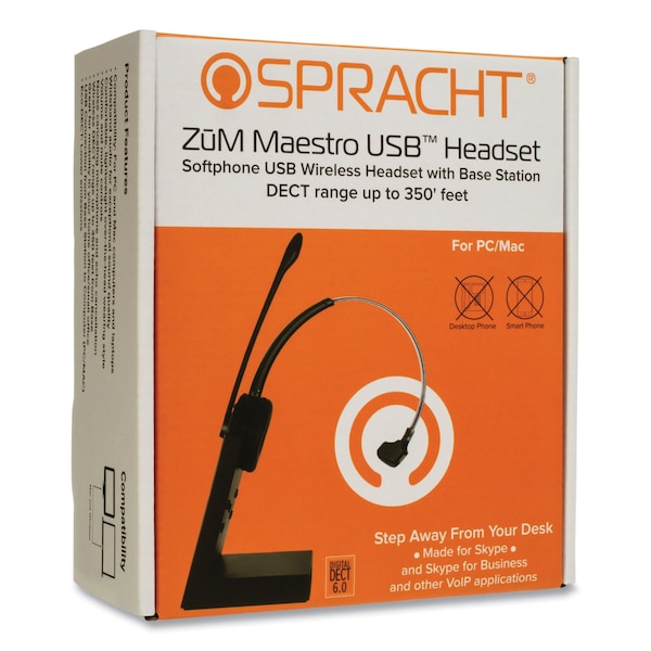 Spracht ZuM Maestro USB Softphone Headset, Monaural, Over-the-Head, Black - HS3010