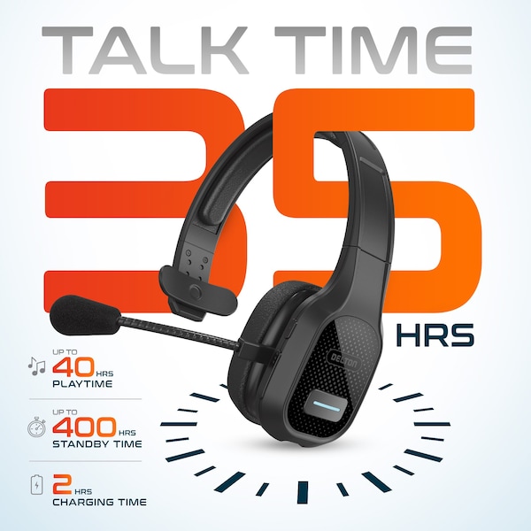 Delton 20X Wireless Computer Headset Bluetooth Headset with Auto-Pair USB with Mic, 30 Hours Talk time - DBTHEAD20XBTDL