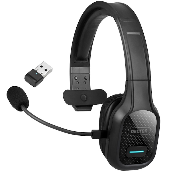 Delton 20X Wireless Computer Headset Bluetooth Headset with Auto-Pair USB with Mic, 30 Hours Talk time - DBTHEAD20XBTDL
