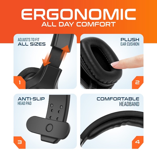 Delton 20X Wireless Computer Headset Bluetooth Headset with Auto-Pair USB with Mic, 30 Hours Talk time - DBTHEAD20XBTDL