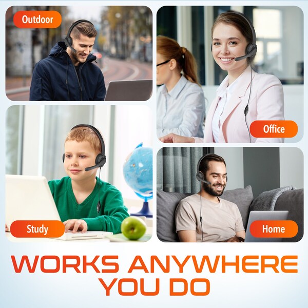 Delton Noise-Canceling Stereo On-Ear Headset, USB Type-A - Black - 12Y