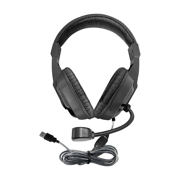 Hamiltonbuhl WorkSmart Plus Deluxe Headset, USB with Boom gooseneck microphone, Leatherette ear cushions - WSP2BK