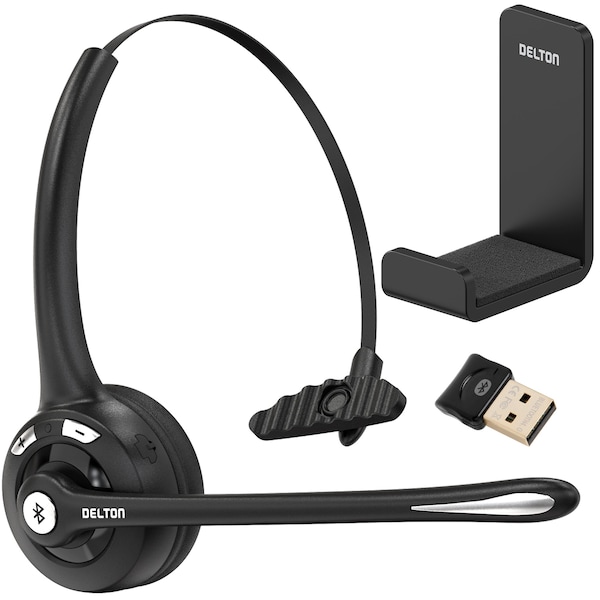 Delton 10X Trucker Bluetooth Headset, Wireless Headphones w/Microphone, Over The Head Single Earpiece - DBTHEAD10XBTDLHSAS1