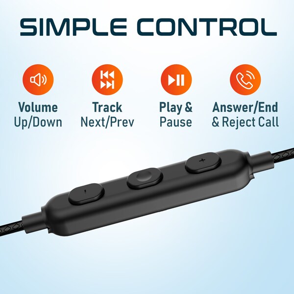 Delton Stereo Earbuds with USB Type-A and USB Type-C -Black - 24ECA